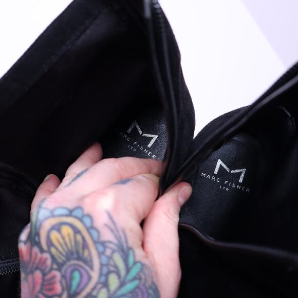 MARC FISHER LTD Umeka Bootie Black Suede Lofty Wrapped Block Heel Women's 6.5M - Picture 7 of 11